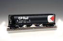 Bachmann Trains HO 19129 Canadian Cylindrical 4-Bay Grain Hopper, Silver Series, Canadian Pacific (black, white, red; Multimark Logo)