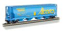 Bachmann Trains HO 19138 Canadian Cylindrical 4-Bay Grain Hopper, Silver Series, Alberta Heritage Fund Edmonton (blue, yellow; Billboard Alberta)