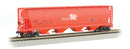 Bachmann Trains HO 19143 Canadian Cylindrical 4-Bay Grain Hopper, Silver Series, Potash Corporation CGLX (salmon, white; Large P Logo)