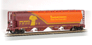 Bachmann Trains HO 19140 Canadian Cylindrical 4-Bay Grain Hopper, Silver Series, Saskatchewan Grain Car Corp. (orange, brown, yellow)