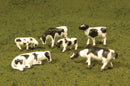 Bachmann Trains HO 33013 SceneScapes Figures, Cows (black, white) (6)