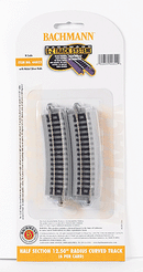 Bachmann Trains N 44822 Curved Track with Nickel Silver Rail & Gray Roadbed, E-Z Track, 12-1/2" Radius Half Section (6)