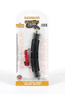 Bachmann Trains N 44802 Curved Track with Nickel Silver Rail & Gray Roadbed, E-Z Track, 11-1/4" Radius Terminal Rerailer with Wire