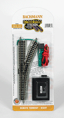 Bachmann Trains N 44862 Remote Turnout with Nickel Silver Rail & Gray Roadbed, E-Z Track, Right Hand, 11.25" (28.6 cm) Radius