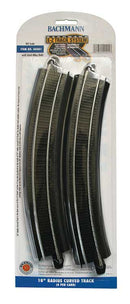 Bachmann Trains HO 44401 Curved Track with Steel Rail & Black Roadbed, E-Z Track, 18" Radius (4)