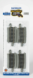 Bachmann Trains HO 44530 Curved Track with Nickel Silver Rail & Gray Roadbed, E-Z Track, 1/3 18" Radius (4)