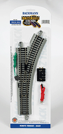 Bachmann Trains HO 44562 Remote-Control Turnout, Nickel Silver Rail with Gray Roadbed, E-Z Track, Right Hand