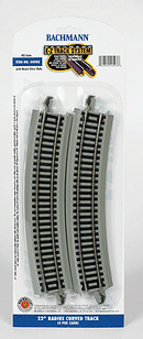Bachmann Trains HO 44503 Curved Track with Nickel Silver Rail & Gray Roadbed, E-Z Track, 22" 55.9cm Radius (4)