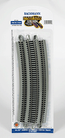 Bachmann Trains HO 44504 Curved Track with Nickel Silver Rail & Gray Roadbed, E-Z Track, 33-1/4" Radius, 18-Degree Curve (5)