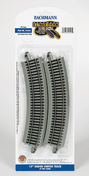 Bachmann Trains HO 44505 Curved Track with Nickel Silver Rail & Gray Roadbed, E-Z Track, 15" Radius (4)