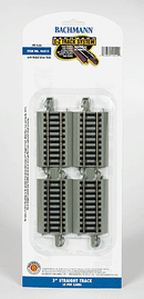 Bachmann Trains HO 44512 Straight Track with Nickel Silver Rail & Gray Roadbed, E-Z Track, 3" 7.6cm (4)