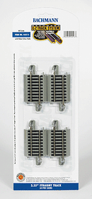 Bachmann Trains HO 44513 Straight Track with Nickel Silver Rail & Gray Roadbed, E-Z Track, 2-1/4" 5.7cm (4)