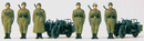 Preiser HO 16571 Former German Army WWII Motorcycle Troops (Plastic Kit), 2 Zundapp S 750 Cycles with Sidecars & 6 Figures Standing at Attention