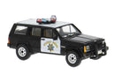 PREORDER Brekina HO PCX870730 1984 Jeep Cherokee SUV, Assembled, California Highway Patrol (black, white)