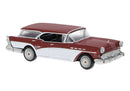 PREORDER Brekina HO 18181 1957 Buick Century Caballero, Assembled, Metallic Red, White