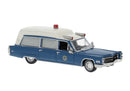 PREORDER Brekina HO 19781 1966 Cadillac Meteor Ambulance, Assembled, FBI (blue, white)