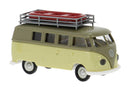 PREORDER Brekina HO 31638 1962 Volkswagen T1b Passenger Van with Roof Rack, Assembled, Khaki, Beige