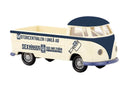 PREORDER Brekina HO 32989 1960-1963 Volkswagen Pritsche T1b Standard-Cab Pickup Truck, Assembled, Motorcentralen (ivory, blue, Spanish Lettering)