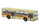 PREORDER Brekina HO 59154 1970s Bussing BS 110V Bus, Assembled, Frankfurt, Germany (beige, orange, Jagermeister Ad, German Lettering)