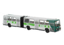 PREORDER Brekina HO 59747 1985 Ikarus 280.02 Articulated Bus, Assembled, Potsdam, Germany (white, green, Benzko Ad, German Lettering)