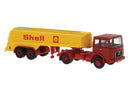 PREORDER Brekina HO 78165 1968 MAN F7 Tractor with Tank Trailer, Assembled, Shell (red, yellow)
