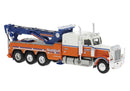 PREORDER Brekina HO 86277 Peterbilt 359 Heavy-Duty Tow Truck, Assembled, Suburban (orange, blue, white)