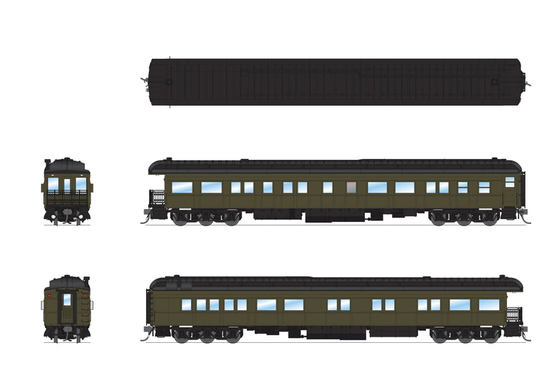 PREORDER BLI 8960 Unlettered Business Car, Pullman Green w/ Clerestory Roof, HO