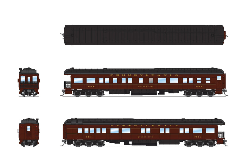 PREORDER BLI 8965 PRR Heavyweight 5-Car Passenger Set, Late 1940's Era, HO (PB70 #4780, P70 #3420, P70 #3575, P70 #3706, Z74d #7504 "Quaker City")