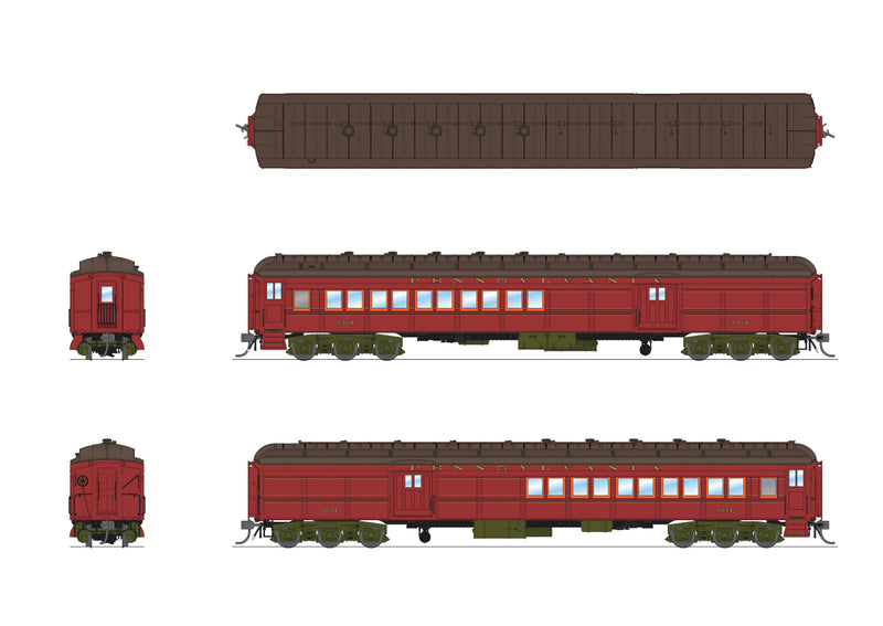 PREORDER BLI 8964 PRR Heavyweight 5-Car Passenger Set, 1930's Era, HO (PB70 #5034, P70 #823, P70 #989, P70 #1042, Z74d #120 "Pennsylvania")