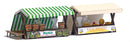 Busch 1822 Two Outdoor Market Stalls - Laser-Cut Kit Cucumber & Cheese (German Signs), Undecorated/Unlettered