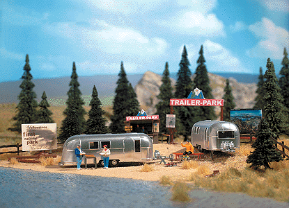 Busch 1054 Trailer Park Scene with 2 "Airstream" Trailers