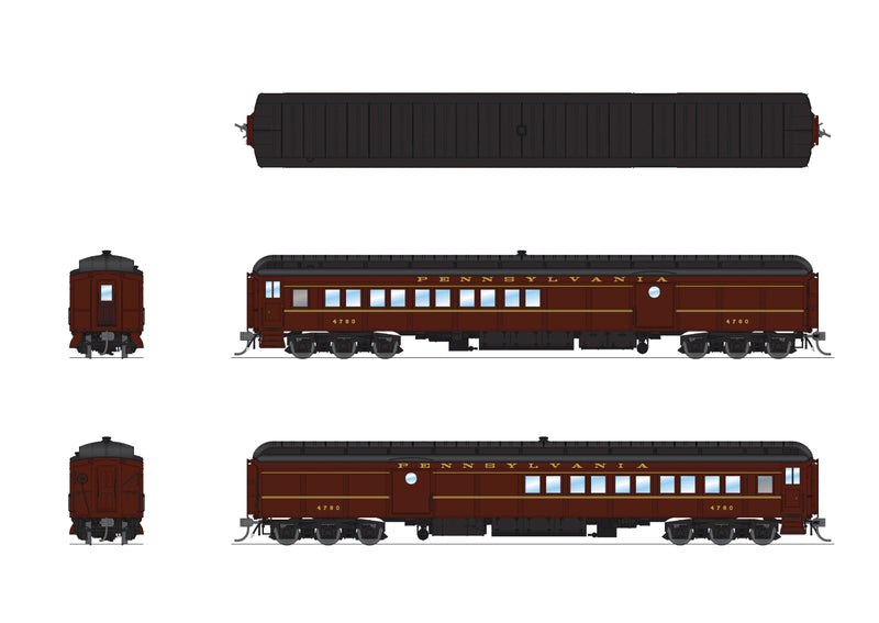 PREORDER BLI 8965 PRR Heavyweight 5-Car Passenger Set, Late 1940's Era, HO (PB70 #4780, P70 #3420, P70 #3575, P70 #3706, Z74d #7504 "Quaker City")