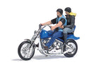 Busch HO 7860 American Motorcycle with Biker Couple, Assembled, Action Set, Blue