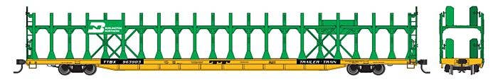 Walthers Mainline HO 8029 89' Flatcar with Bi-Level Open Auto Rack, Burlington Northern $963903