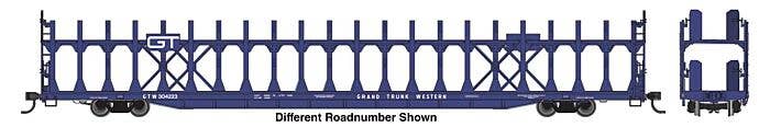 Walthers Mainline HO 8035 89' Flatcar with Bi-Level Open Auto Rack, Grand Trunk Western