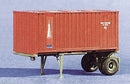 Trident Miniatures HO 90181 US/NATO 20' Single-Axle Container Chassis with 20' Box Container (Red)