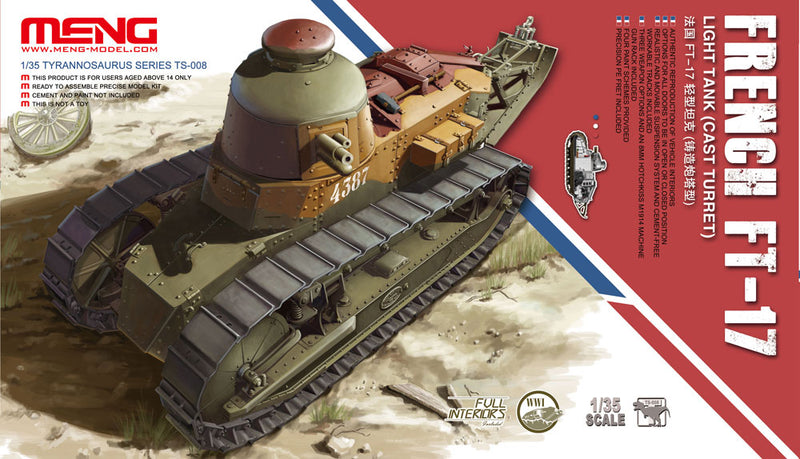 Meng-Model TS-008 FRENCH FT-17 LIGHT TANK (CAST TURRET) 1:35