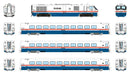 PREORDER Rapido HO 9113503 LRC Train-Only Set, Loco & 3-Cars, Sound and DCC, Amtrak Set #1 #38, Cars #42, 46, 49 (white, blue, red)
