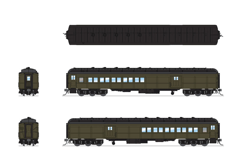 PREORDER BLI 9121 Coach-Baggage Combine, Unlettered, Pullman Green, HO