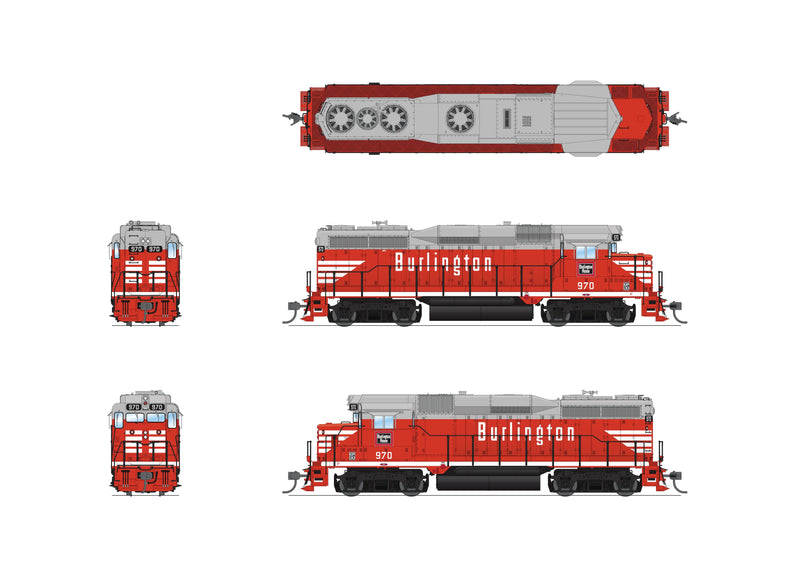 PREORDER BLI 9133 EMD GP30, CBQ 974, Chinese Red, Paragon4 Sound/DC/DCC, HO