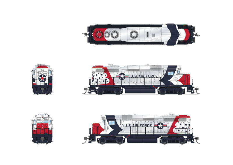 BLI 9143 EMD GP30, USAF 2250, US Air Force Fantasy Paint, Paragon4 Sound/DC/DCC, HO