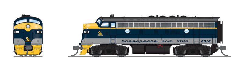 PREORDER BLI 9222 EMD F3A, C&O 8016, Restored Blue/Gray/Yellow for SBVR, No-Sound / DCC-Ready, N