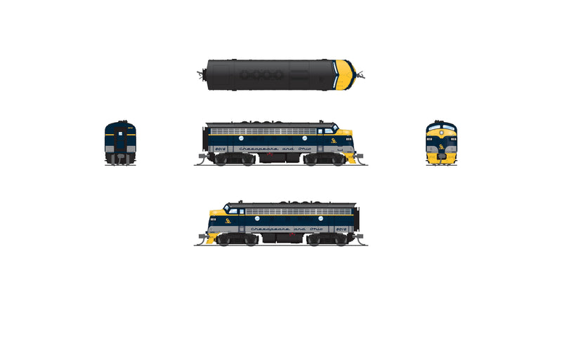 PREORDER BLI 9222 EMD F3A, C&O 8016, Restored Blue/Gray/Yellow for SBVR, No-Sound / DCC-Ready, N