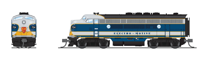 PREORDER BLI 9224 EMD F3A, Demo 754A2, Blue & Aluminum, No-Sound / DCC-Ready, N