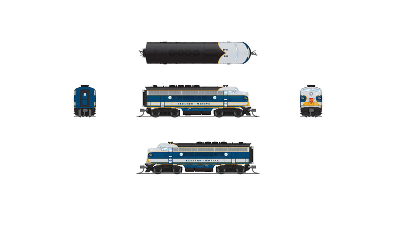 PREORDER BLI 9224 EMD F3A, Demo 754A2, Blue & Aluminum, No-Sound / DCC-Ready, N