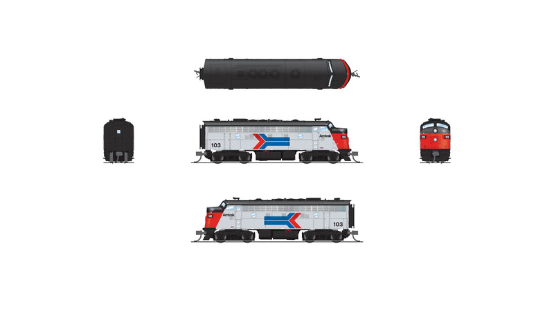 PREORDER BLI 9240 EMD F7 AB, Amtrak 103/153, Phase I, A-unit Paragon4 Sound/DC/DCC, Unpowered B, N