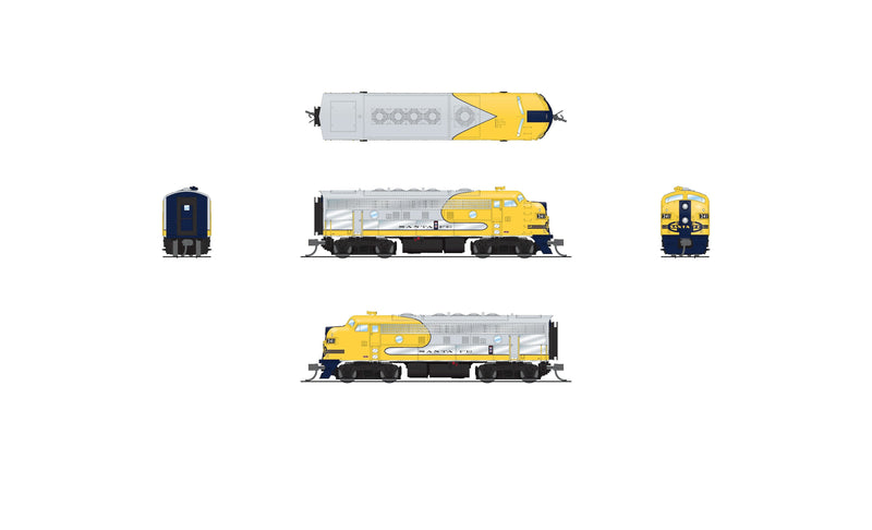 PREORDER BLI 9243 EMD F7 AB, ATSF 341/341A, Yellow Warbonnet, A-unit Paragon4 Sound/DC/DCC, Unpowered B, N