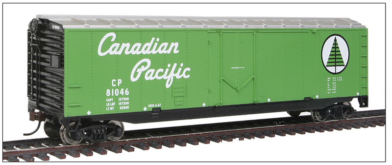 WalthersTrainline 931-1673 50' Plug-Door Boxcar - Ready to Run -- Canadian Pacific (green, Newsprint Service Logo & Script Lettering), HO