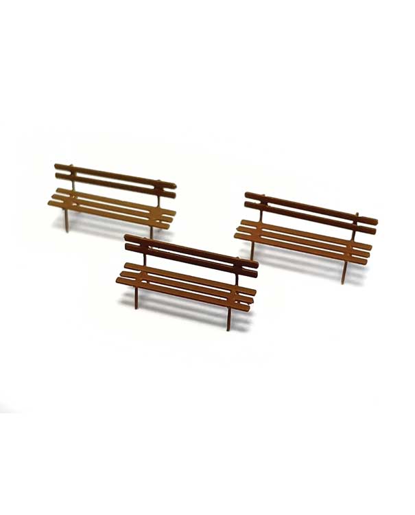 PREORDER Kato 085211066 N Park Benches -- Brown pkg(3)