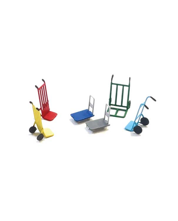 PREORDER Kato 085211082 N Package Dollies/Trolleys -- Mixed Styles pkg(6)